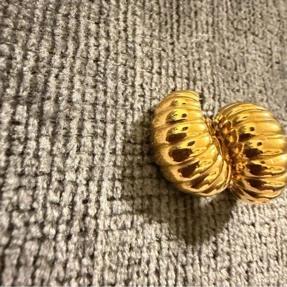 Ribbed Hoop Earrings – Signed & Classic